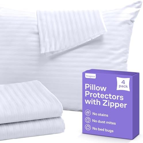 Set of 4 Zipper Pillow Protectors - Dust Stain Resistant