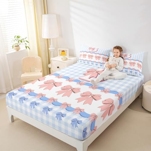 Castle Fairy Pink Bowknot Initial Mattress Protector Twin Size