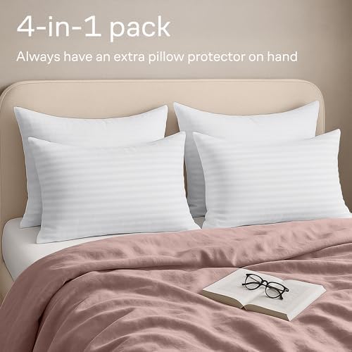 Set of 4 Zipper Pillow Protectors - Dust Stain Resistant