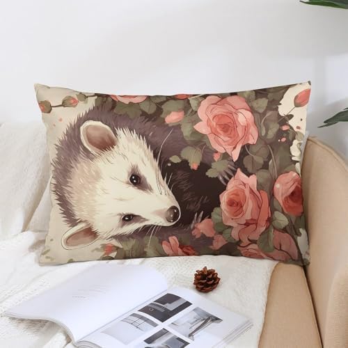VFMNT Pillowcase Opossum and Roses Throw Cover