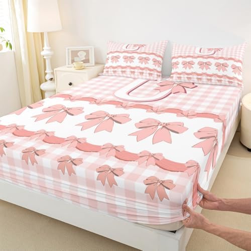 Castle Fairy 3D Bowknot Fitted Sheet Twin Size with Pillowcase