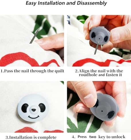 XNYEOV Panda Duvet Clips 16 Sets Non-Slip Fasteners