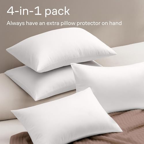 Ultra Soft Zipper Pillow Protectors - 4 Pack King Size