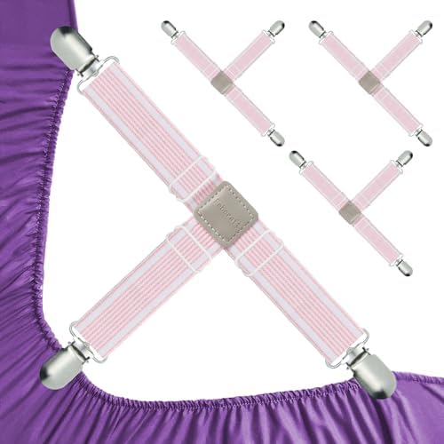 Febcraft 4 Pcs Adjustable Sheet Straps with PU Leather Clips 1