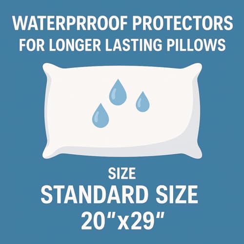 4 Pack Deluxe Zippered Pillow Covers - Waterproof Durable