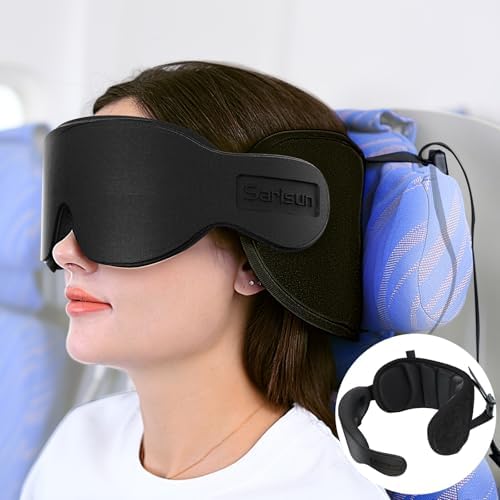 SARISUN Travel Pillow with Eye Mask - Black