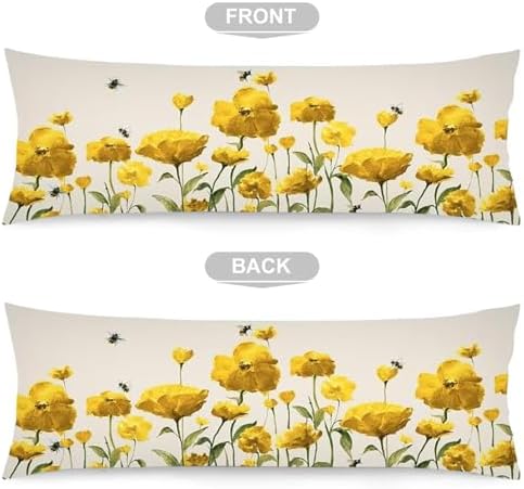 TOKILIAR Spring Floral Body Pillow Cover Yellow 20x54 1