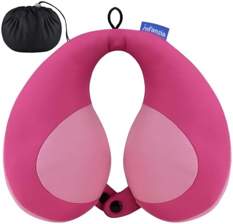INFANZIA Kids Travel Neck Pillow with Head and Chin Support Pink