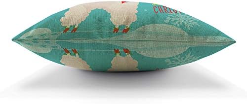 Cute Llama Throw Pillow Cover 18x18 Inch Red White Blue Christmas Striped Scarf