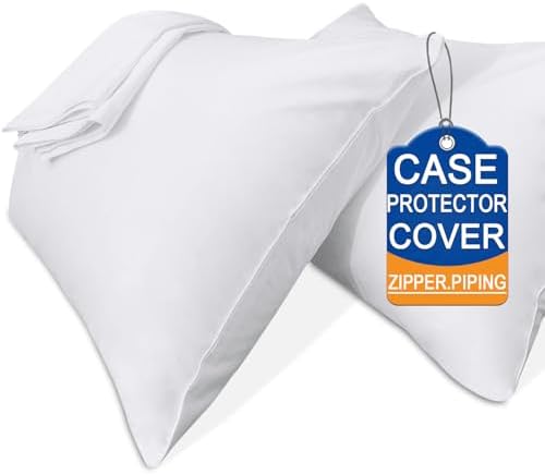 Precoco White Pillow Cases - 100 Cotton with Hidden Zipper