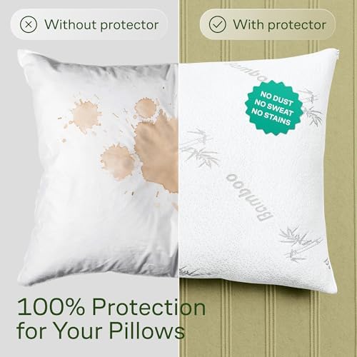 Cloud-Like Pillow Protectors with Zipper - 2-Pack White