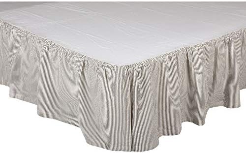 VHC Brands Denim Blue Seersucker Bed Skirt 78x80x16