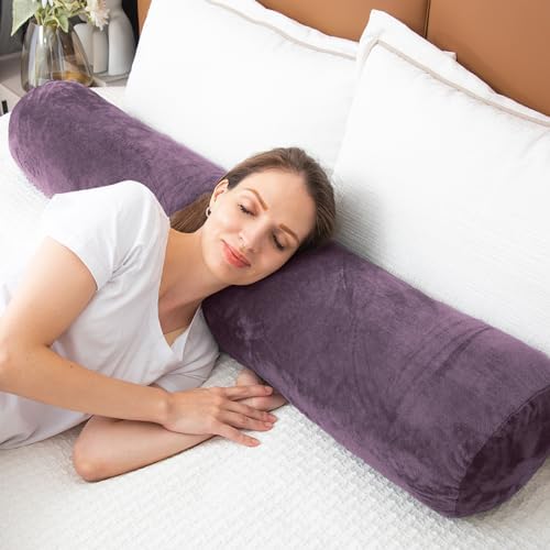 Long Body Pillow for Adults with Velvet Cover and Zip Closure
