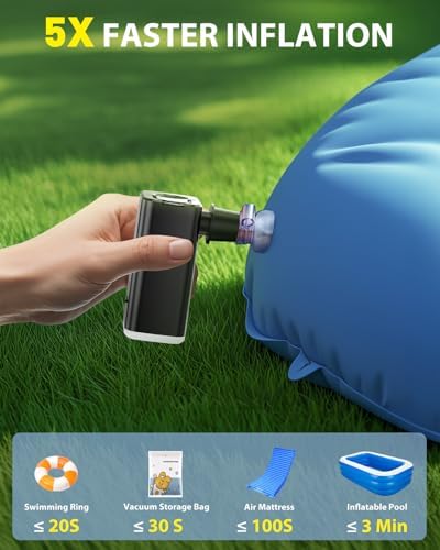 ZOPOM Portable Air Pump with LED Light and 5 Nozzles