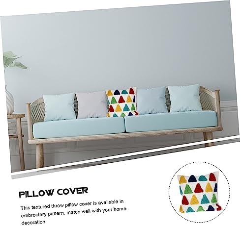 Amosfun Colorful Rainbow Embroidered Throw Pillow Case