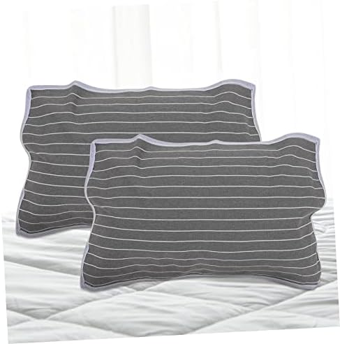 ERINGOGO 2Pcs Breathable Pillow Towels with Zip Gray Striped Design