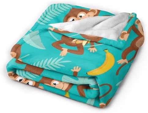 Monkey Banana Palm Throw Blanket Soft Flannel 60x50