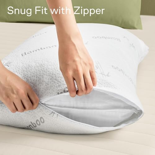 Cloud-Like Pillow Protectors with Zipper - 2-Pack White