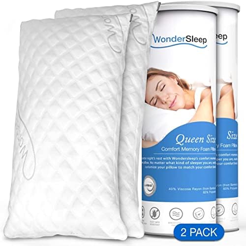 WonderSleep Adjustable Loft-Shredded Memory Foam Pillow Set of 2