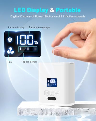 ZOPOM Mini Portable Electric Air Pump with 5000mAh Battery and LED Light