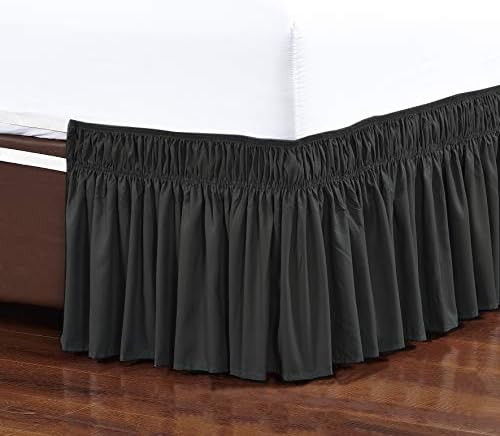 Elegant Comfort 3 Fabric Sides Bed Skirt with Elastic Wrap Around