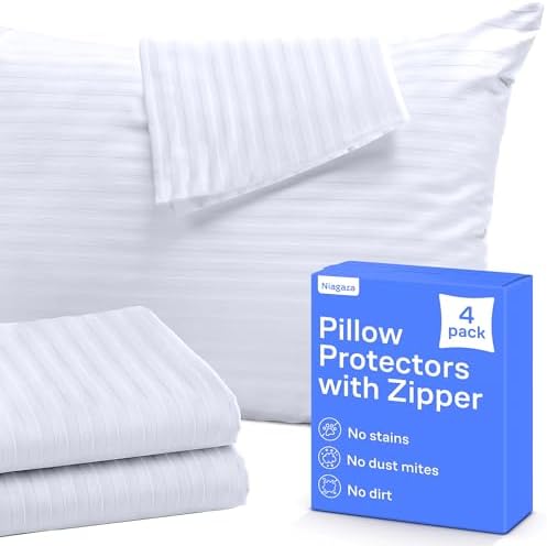 Ultra Soft Pillow Protectors - 4 Pack Zipper Standard Size