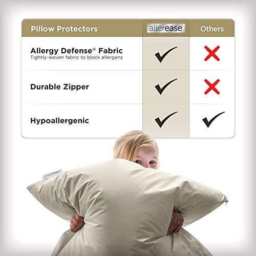 AllerEase Organic Cotton Allergy Pillow Protector - 2 Pack
