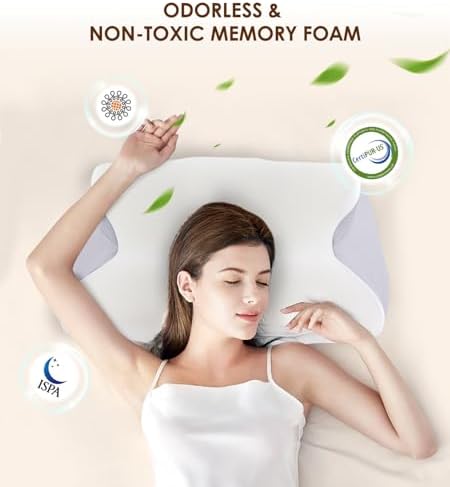 FAIORD Ergonomic Cervical Pillow with Cooling Memory Foam and Washable Case