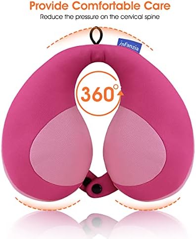 INFANZIA Kids Travel Neck Pillow with Head and Chin Support Pink
