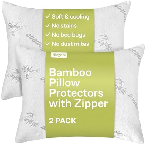 Cloud-Like Pillow Protectors with Zipper - 2-Pack White