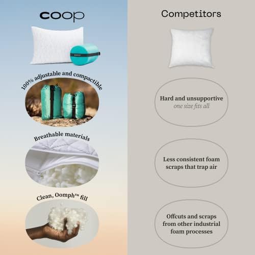 Coop Home Goods Adjustable Travel Pillow 19x13 Memory Foam
