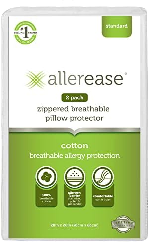 AllerEase Breathable Cotton Pillow Protector 2 Pack 1