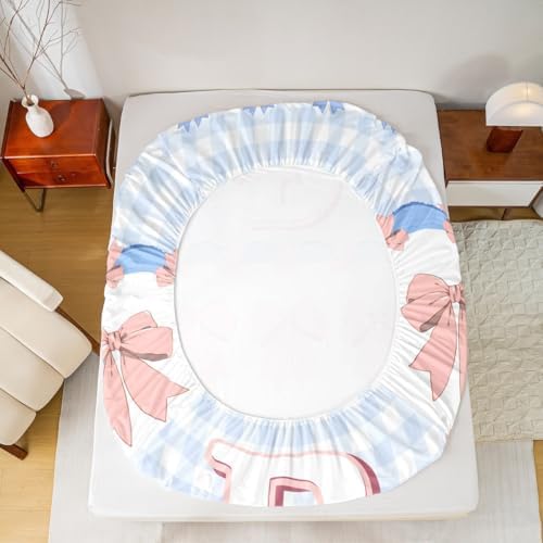 Castle Fairy Pink Bowknot Initial Mattress Protector Twin Size