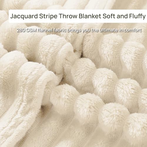 Geniospin Ivory Fleece Throw Blanket 60x80 Inches
