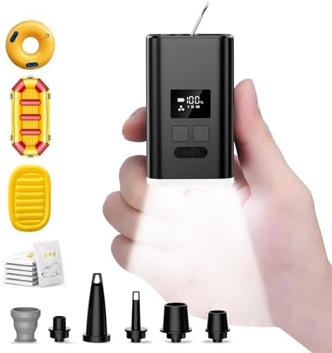 ZOPOM Portable Air Pump with LED Light and 5 Nozzles