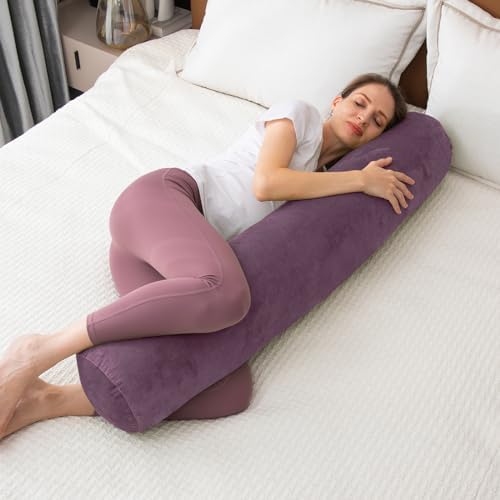 Long Body Pillow for Adults with Velvet Cover and Zip Closure