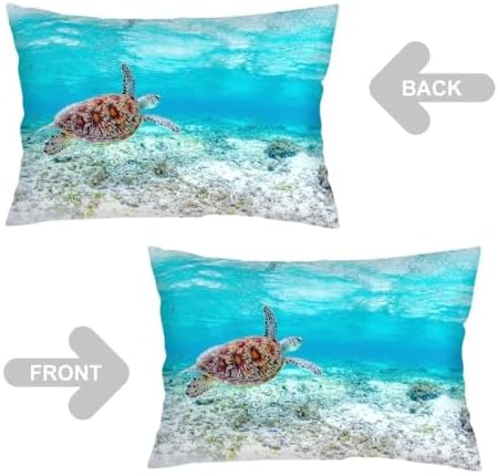 DINJUNA Sea Turtle Throw Pillow Cover Set of 2 Aqua Blue