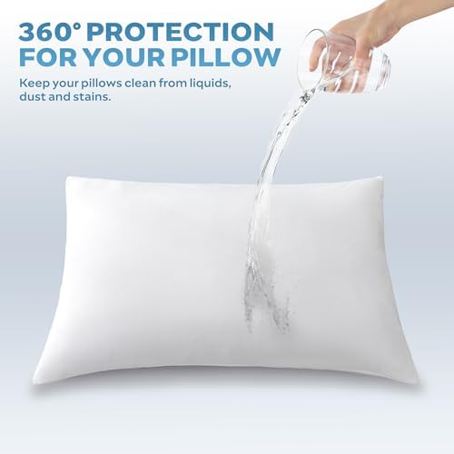 JELLYMONI Waterproof Pillow Protectors - 20 x 26 Set of 2 White