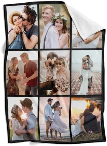 Personalized Photo Blanket for Couple 10th Anniversary Gift