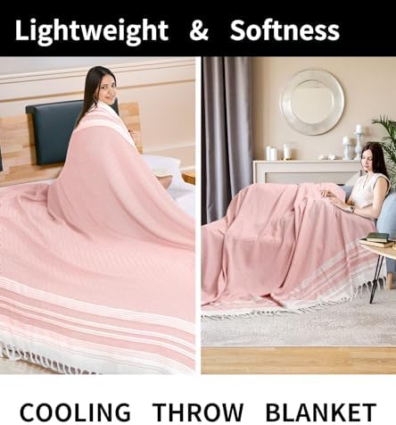 Genovega Boho Beige Throw Blanket for Home Decor