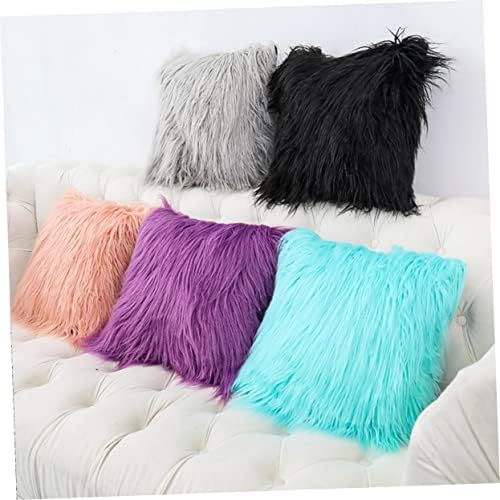 LIFKOME Fluffy Pillow Cover Purple Square Throw