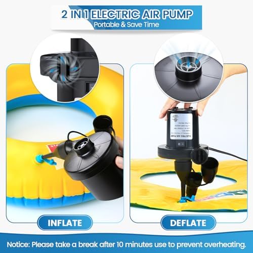 VANNPOOY Electric Air Pump for Inflatables 3 Nozzles 130W 058PSI