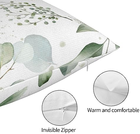 IVSYCOF Green Plant Leaf Pillow Case 20x30 Inch Durable Decorative