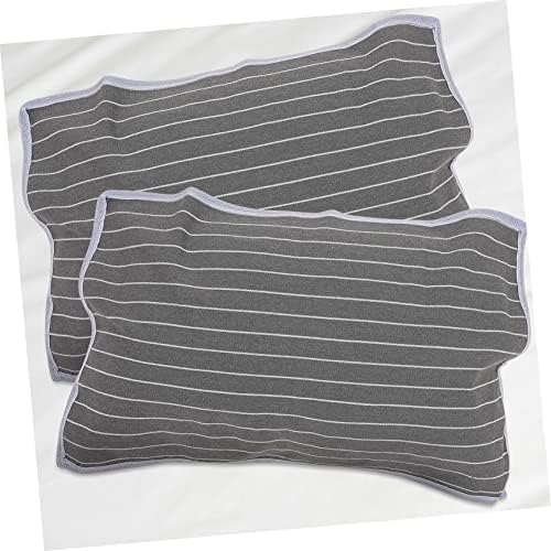 CONGARTENO 2pcs Breathable Skid Pillow Towels with Grey Stripe Design