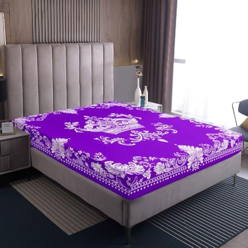 Castle Fairy White Damask Fitted Sheet Twin Size with 1 Pillowcase