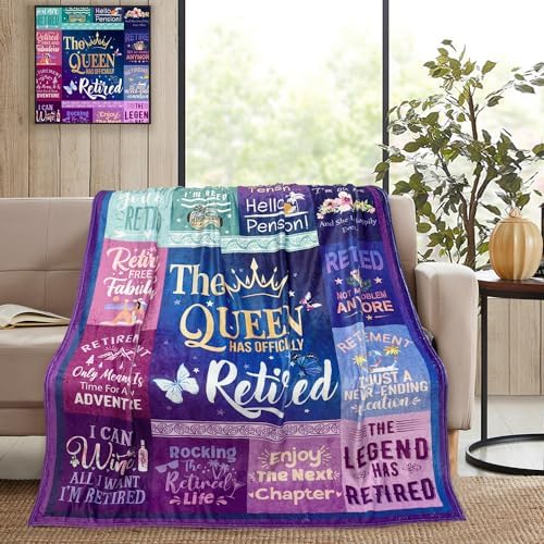 Metawu Retirement Gifts for Women Throw Fleece Blanket 60x50