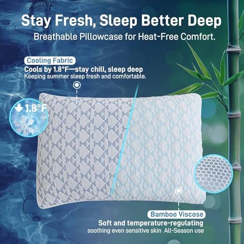 Lyralith Shredded Memory Foam Cooling Pillow Queen Size