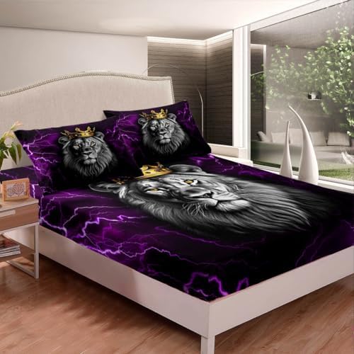 Castle Fairy 3D Lion Microfiber Sheet Set Twin Size Purple Neon