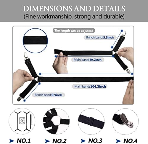 Bexicsea Sheet Straps 4pcs Black Adjustable Elastic Fasteners 1
