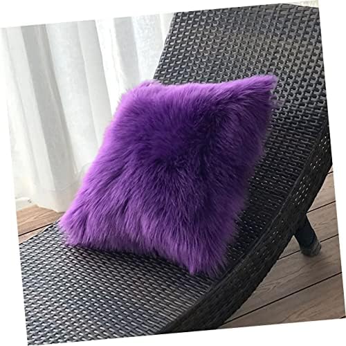 LIFKOME Fluffy Pillow Cover Purple Square Throw